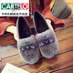CARTELO Autumn and Winter Korean Style Wedge Rabbit Fur Shoes Medium Heel Bean Shoes Women's Bow Tie Loafers Plus Velvet Thick-soled Fur Shoes for Outerwear 1813 Black 34