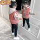 Cool Pan Bear Girls Suit Autumn and Winter Clothes 2022 Medium and Large Children's Casual Plus Velvet Thickened Vest Sweater Pants Children's Suit Little Girl Western Style Three-piece Suit Winter Cotton Clothes 3 to 14 Years Old Pink 140 Size Recommended Height About 1.3 Meters