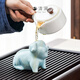 Qinglan (QINGLAN) Ru Kiln tea pet ornaments can be opened to raise creative tea accessories for home and office zodiac pig Kung Fu tea set ornaments beige Ru Kiln lucky pig tea pet