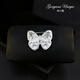 QUAMER Craft 1615 Dancing Exquisite and Simple White Small Butterfly Brooch Sweater Jacket Silver Cool Color