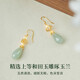 Dirholl light luxury Hetian jade earrings for women, elegant jade earrings, high-end earrings, birthday gifts for girlfriends and wives, golden magnolia earrings, exquisite high-end gift boxes