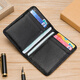 Momboska Bag Men's Leather Driver's License Cover Ultra-Thin Compact Card Holder Women's Bank Card Holder ID Cover Multiple Card Slots Black