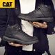 Chaussures pour hommes Carter Cat, bottes Martin à mi-hauteur, chaussures de travail, bottes de travail en cuir, chaussures à chute de vache, bottes courtes, noir cool des hommes - Taille de chaussures de sport, graisse du pied, veuillez prendre un recrue 41