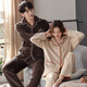 LangSha Couple Pajamas Women's Winter Flannel Home Clothes Men's Fall Velvet Casual Loose Suits Women's Autumn and Winter Style A2731 Beige Female M