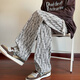 Pocket plaid casual pants for men in spring and autumn, new American fashion brand corduroy straight dirty pants, large size, loose long pants, black XL 130-150Jin Jin is equal to 0.5 kg