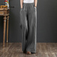 Woodpecker cotton and linen wide-leg pants for women in summer new Korean style fashionable straight-leg floor pants loose large size draped linen casual pants blue [lace-up style] 9793 M [recommended 100-115 Jin [Jin equals 0.5 kg]]