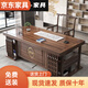 2025 new new Chinese style solid wood desk and chair combination desk study calligraphy and painting table home writing desk walnut color Houde single desk 1.6 meters with chair combination with cushion