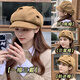 Thousands of charming cloud hat pleated women's spring and autumn new style little British retro casual octagonal hat versatile beret for women winter brown - upgraded double layer cotton