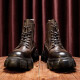 Love Him Her Thick-soled Martin Boots Men's Foam-soled British Retro Heightened Leather Boots Trendy Versatile Black 38