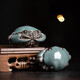 Xixi Taitai ceramic small crab tea pet ornaments Ge Kiln handmade crabs can be raised for tea and creative tea table decorations Fu Jia Tian Xia - Pair of small crabs
