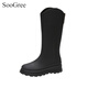 Soogree hohe Röhrchen Regenstiefel für Frauen Mode Slim Street Shot Outdoor Regenfisch Anti-Rutsch-Dickdicke wasserdichte Gummischuhe mit mittlerer bis hoher Röhrenstiefel für Frauen schwarz 36