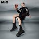 Mio 2023 Winterrunde Zehen High Heels Dünne Stiefel Metallschnalle Kühle Dicke Sohle Martin Boots Frauen schwarz 39