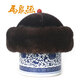 Ma Juyuan hat for men, handmade by middle-aged and elderly fathers, winter thickened velvet and warm seal fur landowner hat, AhaiL fine satin hat, dark brown 56cm