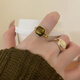 Resin imitation amber stone open ring women's niche design retro index finger ring light luxury high-end decorative ring amber + milk white two pack