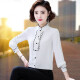 Mengbeizhuang chiffon shirt women's red zodiac year new 2021 spring new stand-up collar long-sleeved bottoming shirt slim retro lace shirt middle-aged retro top red L (100-110Jin [Jin equals 0.5 kg])