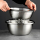 Onlycook304 stainless steel basin sieve set Large thickened drain basket vegetable basin rice sieve and basin 5-piece set