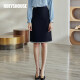 ROEYSHOUSE Luo Yi temperament dark blue skirt women's autumn new intellectual commuting mid-length skirt 03984 dark blue M