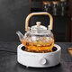 Enshousu thickened bamboo handle glass handle kettle electric ceramic stove teapot household high temperature resistant floral teapot tea set set handle kettle lid 1000ml