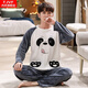 TJVF Pijamas para Hombre Otoño e Invierno Franela Fina Jersey de Dibujos Animados para Estudiantes Conjunto de Ropa para el hogar de Lana Coral de Manga Larga 3883-Bnave Bear 2XL Hombre