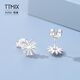 TTMIX Little Daisy PT950 Platinum Earrings Women's Platinum Small Fresh Flower Earrings 2.2-2.4g+Blue Ribbon Gift Box