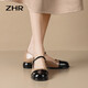 ZHR Loafers Women's Retro French Splicing Mary Jane Shoes Women's Fashionable and versatile single shoes Women Y686 Apricot 37