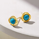Diamond Yellow 18K Gold Turquoise Stud Earrings for Women Round Gemstone Earrings for Colorful Treasures for My Wife as a Birthday Gift for My Girlfriend Yellow 18K Gold Turquoise 4mm/Pair