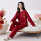 猫人蛇年睡衣女士春秋季纯棉长袖100%全棉家居服冬红色本命年V领套装 9227 XL ( 建议体重110-140斤）