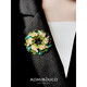 WOUG Retro Fashion Light Luxury Bauhinia Brooch Temperament Elegant Crystal Pin Feel Blazer Green Bauhinia (Boxed)
