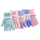 Disney children's five-finger gloves with velvet and thickening in winter to keep warm for girls ice and snow kindergarten elementary school students warm gloves flip pink princess one size fits all