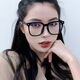 2021 New 2021 New Thick Black Frame Glasses for Men Showing Face Small Large Frame Plain Glasses Frame Anti-Blue Light Flat Glasses for Women Plain Fashion Trendy Style Bright Black Frame Non-prescription Flat Mirror Mirror Box + Lens Cloth