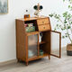 Pomelo Mansion Nordic Kitchen Sideboard Wine Cabinet Modern Simple Storage Living Room Cupboard Multifunctional Home Storage Cabinet Tea Cabinet Brown Three Doors Double Draw