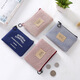 Tuzun fabric coin purse storage bag student portable coin bag mini striped small square bag zipper canvas small wallet English blue