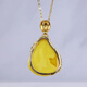 Famous Po Shijia Famous Po Shijia beeswax pendant S925 silver gold-plated pendant with shape necklace Baltic Sea natural amber women's chain