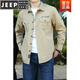 JEEP SPIRITPIRIT长袖衬衫男士春秋休闲纯棉大码宽松衬衣青年上衣薄款外套男 加绒黑蓝色1389 S 均码