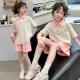 Beihaiqu Children's Clothing Girls' Suits Summer Clothes Children's Summer Middle and Large Children's POLO Shirts Casual Pants Two-piece Set Girls' Summer Clothes Pink 130 Sizes (Recommended Height 115-125 cm)