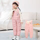 Warm winter duck children's down cotton overalls infants and toddlers thickened cotton pants for boys and girls to wear open one-piece plus down crotch gray 110 4-5 years old