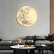 Runhuanian Moon Wall Lamp Modern Simple Bedroom Bedside Lamp Creative Corridor Aisle Lamp Living Room Background Wall Planet Mural Lamp Moon B Style Black 38CM Round Wall Lamp Three Color Changing