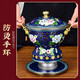 Zhihui New Cloisonné Blue Copper Hot Pot Single Household Enamel Small Hot Pot Old Beijing Sour Soup Fatty Beef Alcohol Stove Hot Pot Flowers Bloom and Wealth-Blue丨Brass Liner 18cm One Pot per Person