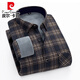 Pier Cardin Cotton plus Fleece verdickte warme Hemd Herren Langarmplaid Real Pocket großer Größe reines Baumwollvater-Hemd Winter Neues Produkt 9902 L Empfohlen 100-120jin [Jin gleich 0,5 kg]