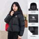 Camel 660 high-coat down jacket for women short thickened windproof hooded bread down jacket for women 724CA6B601B, Phantom Black, Women 2XL