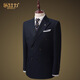Lexili light luxury suit men's suit slim business casual formal groom wedding dress banquet two-piece set double-breasted blue Archline double-button blue 2-piece set jacket + trousers 165/S/46 size, default size 29 trousers