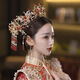 Wanbaozi bride Xiuhe tiara Chinese style ancient costume red phoenix crown tassel hair band back pressed Xiuhe clothing accessories make the face look smaller red crown suit