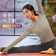 Shuangxiu yoga clothing suit for women 2025 new high-end autumn and winter Pilates can be worn outside to look slimming and cover the belly, sports long sleeves, oatmeal top, dove gray pants, threaded style S 80-100