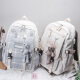 Futexi new canvas schoolbag female large capacity junior high school student high school student college student backpack computer bag V6328G elegant gray + tutoring bag + pencil bag