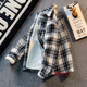 Rubink small fragrant style plaid jacket for men in autumn American fashion brand loose and versatile ins trend male student jacket top clothes XXF016 light blue high quality XL