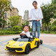 Haolaixi Lamborghini children's electric car four-wheeled with remote control baby car adult and child toy car can sit on the stroller yellow adult standing board/foam soft wheel/leather seat