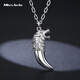 Miss JuJu platinum wolf head pendant for men, fashionable pt950 platinum wolf tooth pendant, domineering and trendy men's jewelry, weighs 29-31 grams + comes with leather cord
