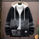 Yimuqi falsa chaqueta con capucha de dos piezas para hombres Autumn and Winter Style Plus Velvet Dephed Jacket For Men Teenagers American Retro Cotton Ropa 9855 Black Plus Velvet 10xl m Aproximadamente 90-105 Jin [Jin iguala 0.5 kg] se puede usar