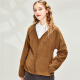 Giordano Short Jacket Piermont Polar Fleece Raglan Sleeve V-neck Casual Jacket 1337081888 Turmeric Brown Large Size