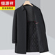 Hengyuanxiang high-end cotton windbreaker men's mid-length autumn and winter thickened cotton coat middle-aged warm cotton coat with rear slit for dad, dark blue L 175